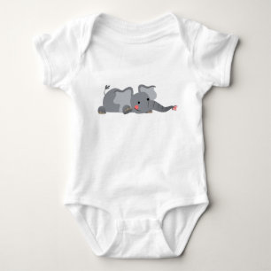 Cute Cartoon Sneaky Elephant Baby Bodysuit