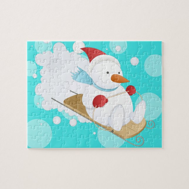 Cute Cartoon Snow Man Jigsaw Puzzle (Horizontal)