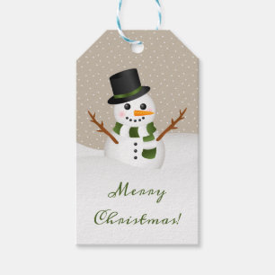 Cute Cartoon Snowman Illustration Merry Christmas Gift Tags