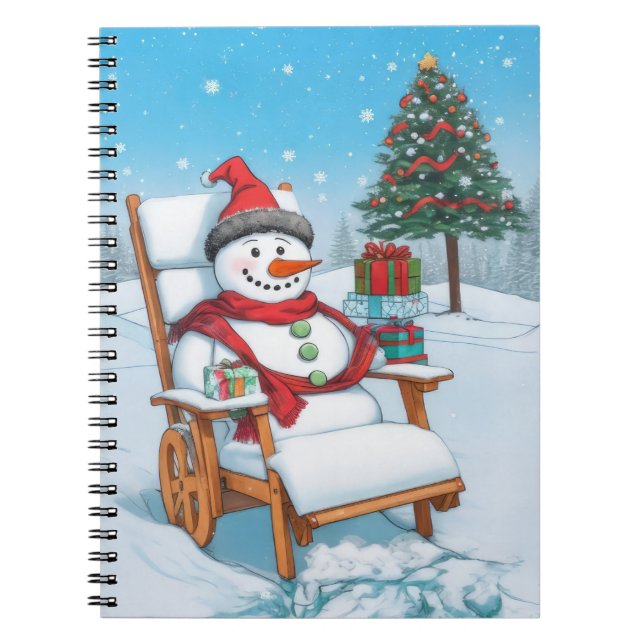 Cute Cartoon Snowman Notebook (Front)