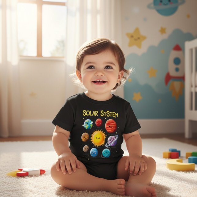 Cute Cartoon Solar System Planets Toddler T-Shirt (Creator Uploaded)