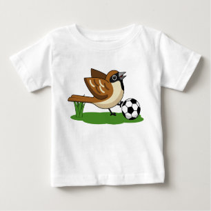 Cute Cartoon Sparrow Playing Soccer Baby T-Shirt