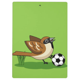 Cute Cartoon Sparrow Playing Soccer Clipboard