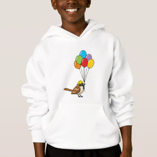 Cute Cartoon Sparrow with Balloons