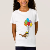Cute Cartoon Sparrow with Balloons