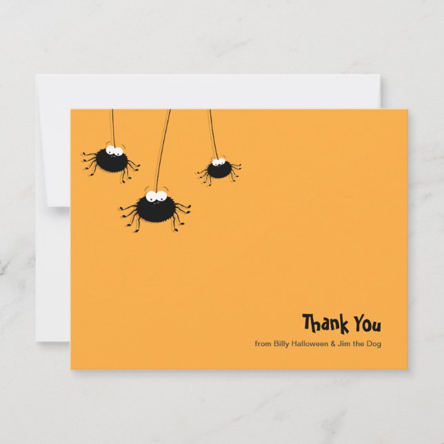 Cute Cartoon Spiders Flat Thank You Note Card (Front)