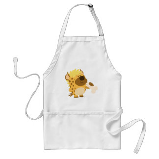Cute Cartoon Spotted Hyena Crushing a Bone Apron