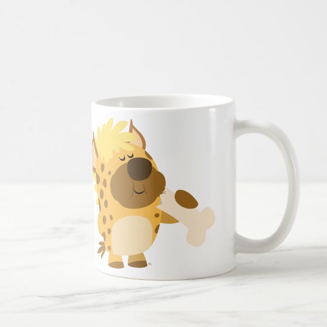 Cute Cartoon Spotted Hyena Crushing a Bone Mug (Right)
