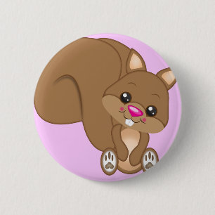 Cute Cartoon Squirrel 6 Cm Round Badge