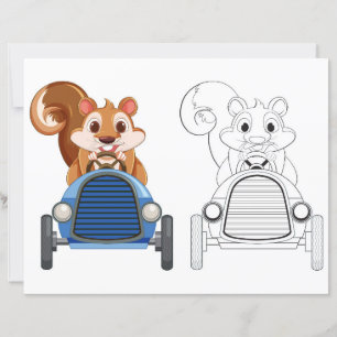 Cute Cartoon squirrel colouring page