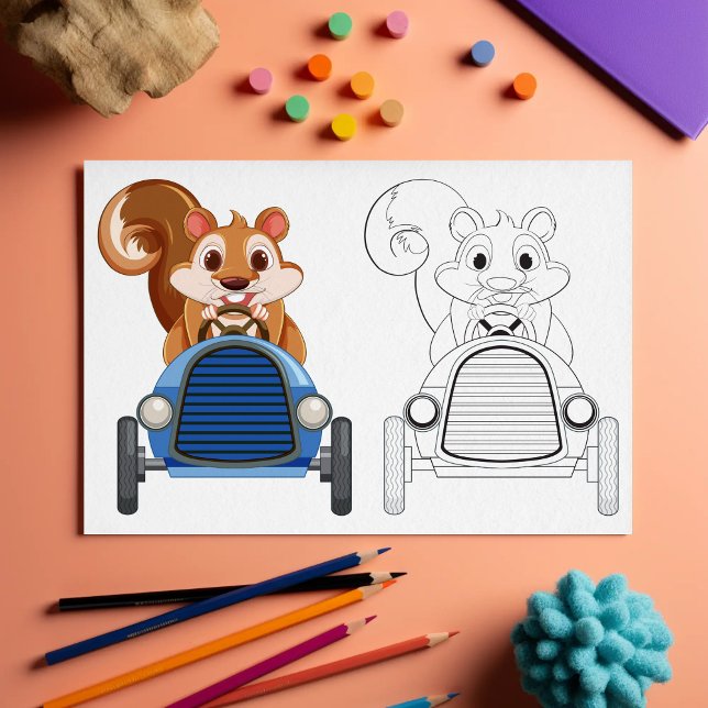 Cute Cartoon squirrel colouring page (Creator Uploaded)