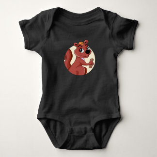 Cute cartoon squirrel with a peanut baby bodysuit