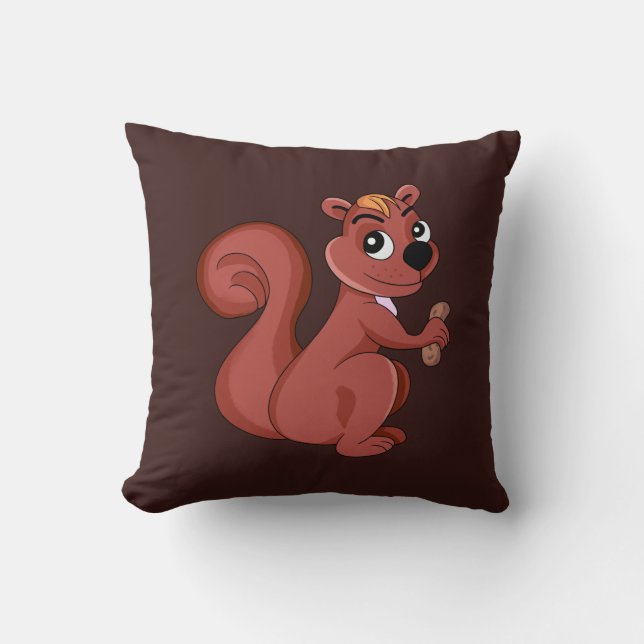 Cute cartoon squirrel with a peanut cushion (Front)