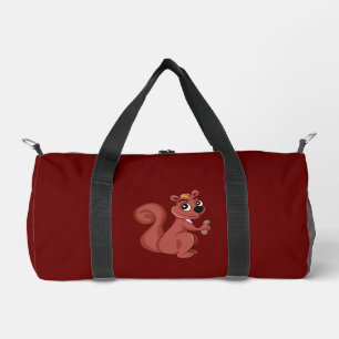 Cute cartoon squirrel with a peanut duffle bag