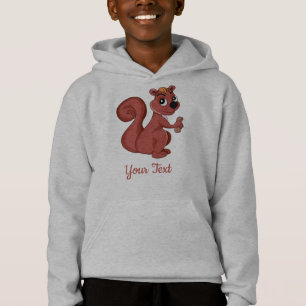 Cute cartoon squirrel with a peanut hoodie