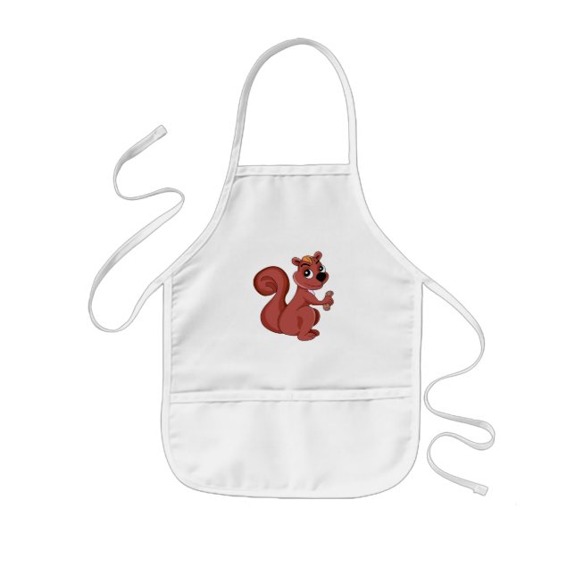 Cute cartoon squirrel with a peanut  kids apron (Front)