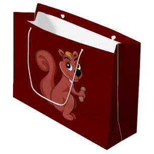 Cute cartoon squirrel with a peanut large gift bag