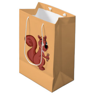 Cute cartoon squirrel with a peanut medium gift bag