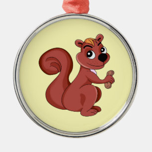 Cute cartoon squirrel with a peanut  metal tree decoration