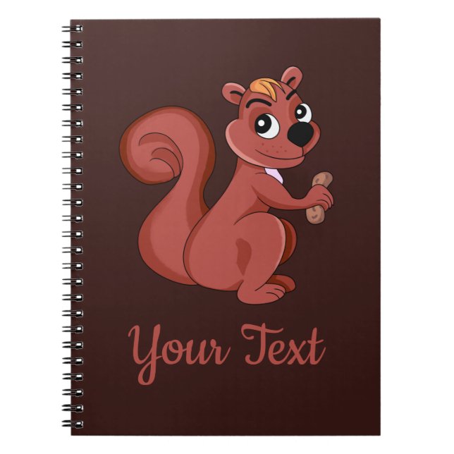 Cute cartoon squirrel with a peanut Photo Notebook (Front)