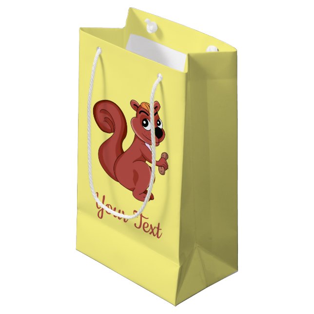 Cute cartoon squirrel with a peanut  small gift ba small gift bag (Front Angled)