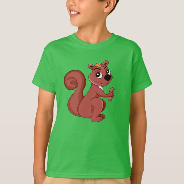 Cute cartoon squirrel with a peanut T-Shirt (Front)