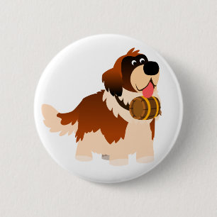 Cute Cartoon St Bernard Button Badge