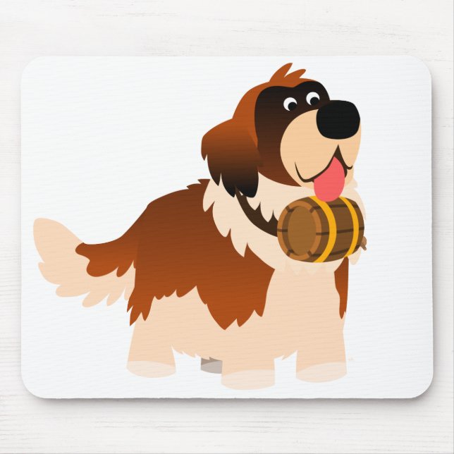 Cute Cartoon St Bernard Mousepad (Front)
