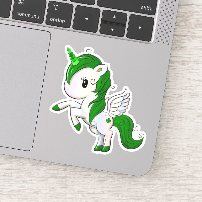Cute Cartoon St. Patrick's Day Unicorn Pegasus (Detail)