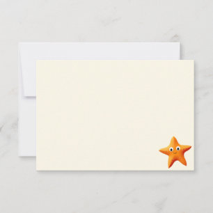 Cute Cartoon Starfish Blue Ocean Blank Cream Card