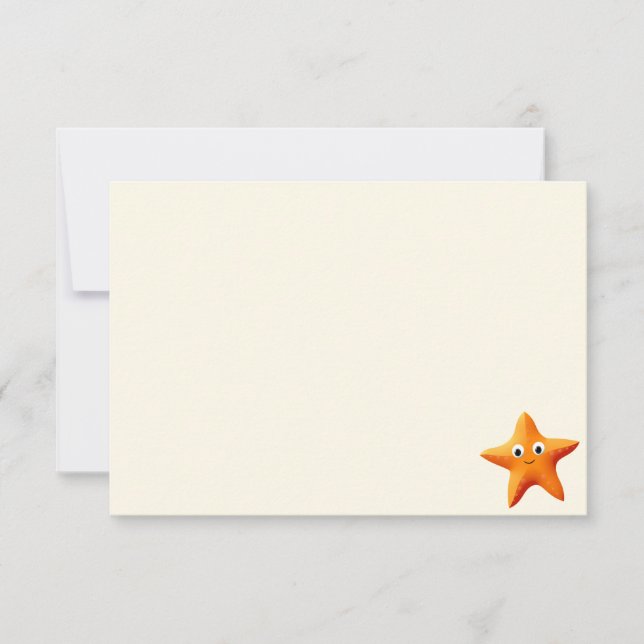 Cute Cartoon Starfish Blue Ocean Blank Cream Card (Front)
