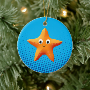 Cute Cartoon Starfish Blue Ocean Ceramic Tree Decoration