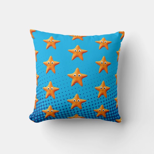 Cute Cartoon Starfish Blue Ocean Cushion (Front)