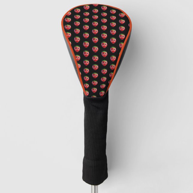 Cute Cartoon Strawberry Character Golf Head Cover (Front)
