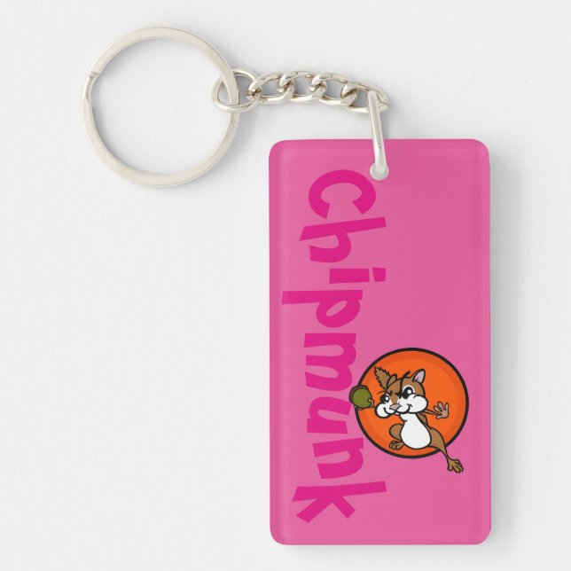 CUTE CARTOON STYLE CHIPMUNK RECTANGLE KEY CHAIN (Front)