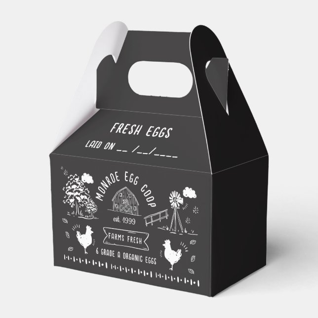 Cute Cartoon Style Doodle Rustic Egg Carton Favour Box (Front Side)