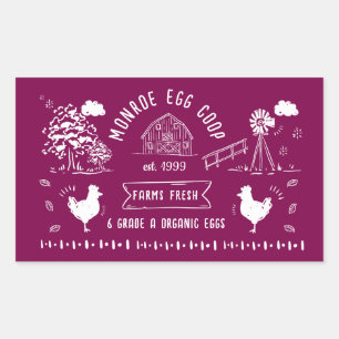 Cute Cartoon Style Doodle Rustic Egg Carton Rectangular Sticker