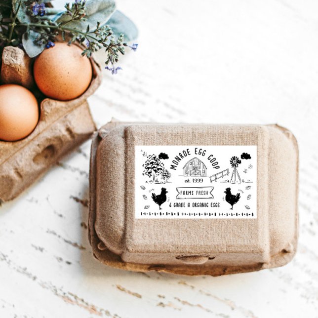 Cute Cartoon Style Doodle Rustic Egg Carton Rectangular Sticker (Creator Uploaded)