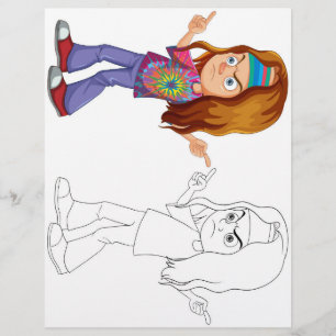 Cute cartoon stylish man colouring page