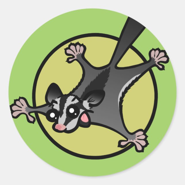 CUTE CARTOON SUGAR GLIDER ROUND STICKERS (Front)