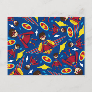 Cute Cartoon Superhero Pattern Postcard