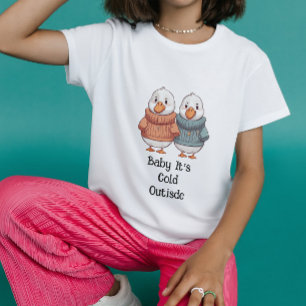 Cute Cartoon Sweater Cold Geese Duck Couple