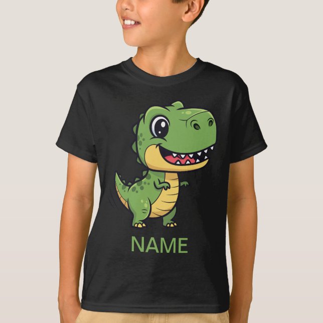 Cute Cartoon T-Rex Dinosaur Kids' T-Shirt  (Front)