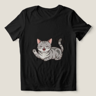 Cute Cartoon Tabby Cat Waving Paw Art Tri-Blend Shirt