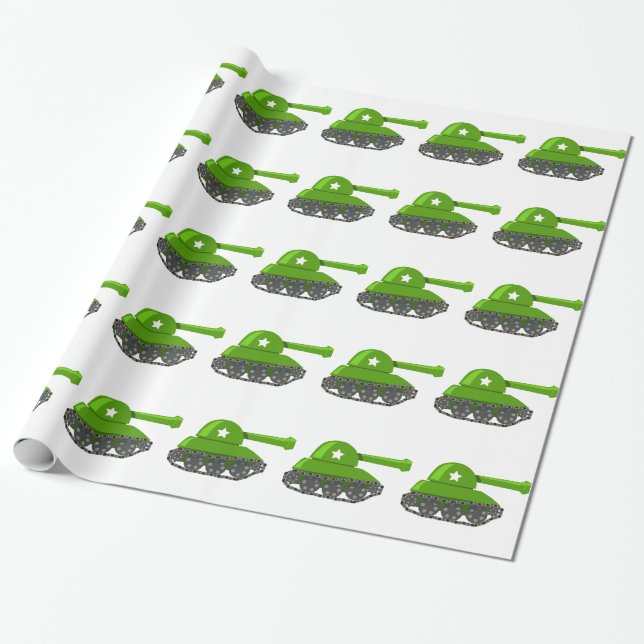 Cute Cartoon Tank Wrapping Paper (Unrolled)