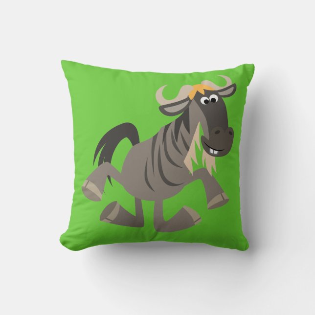 Cute Cartoon Tap Dancing Wildebeest Pillow (Front)