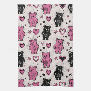Cute Cartoon Teddy Bear Pattern Tea Towel