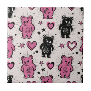 Cute Cartoon Teddy Bear Pattern Tile