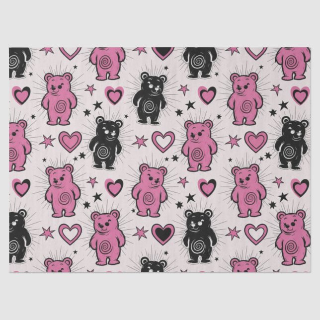 Cute Cartoon Teddy Bear Pattern Tissue Paper (Front)