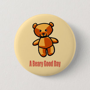 Cute Cartoon Teddy Bear Pun Illustration 6 Cm Round Badge